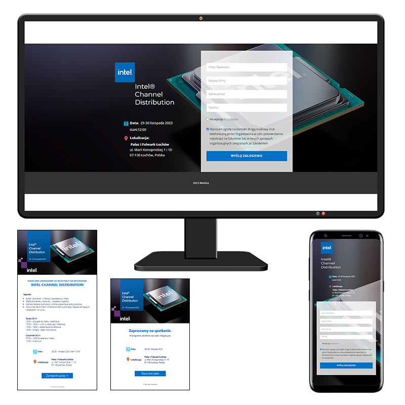 Projektowanie - strona rejestracyjna, newsletter - Intel