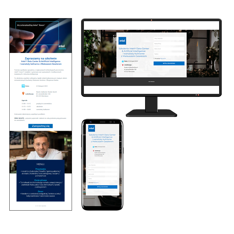 Projektowanie / wysyłka - strona rejestracyjna na szkolenie, newslettery - Intel